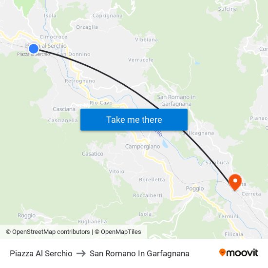 Piazza Al Serchio to San Romano In Garfagnana map