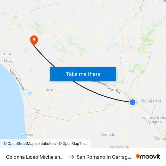 Colonna Liceo Michelangiolo to San Romano In Garfagnana map