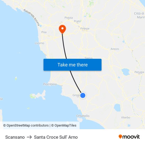 Scansano to Santa Croce Sull' Arno map
