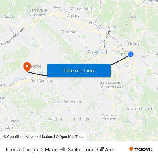 Firenze Campo Di Marte to Santa Croce Sull' Arno map