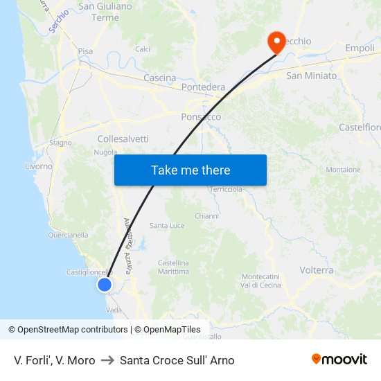 V. Forli',  V. Moro to Santa Croce Sull' Arno map