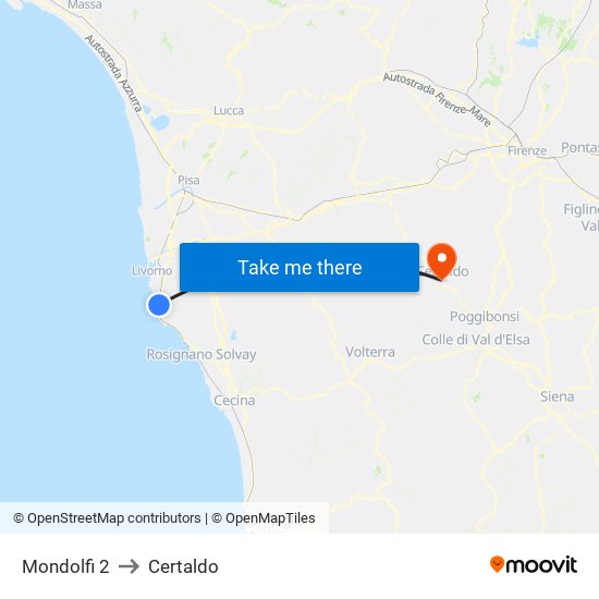Mondolfi 2 to Certaldo map