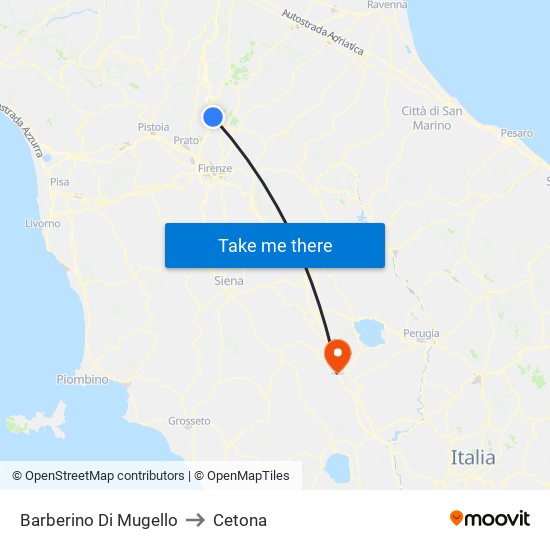 Barberino Di Mugello to Cetona map