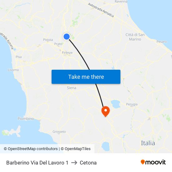 Barberino Via Del Lavoro 1 to Cetona map