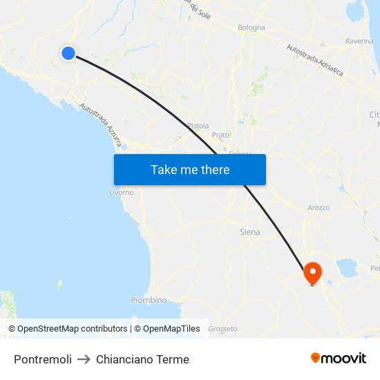Pontremoli to Chianciano Terme map