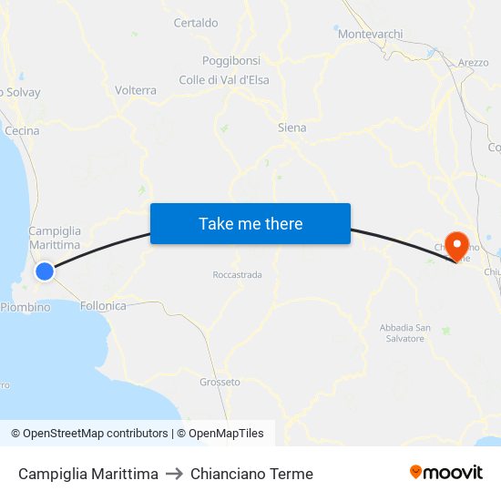 Campiglia Marittima to Chianciano Terme map