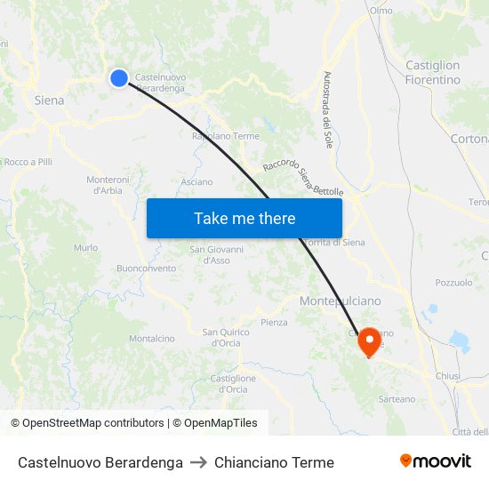 Castelnuovo Berardenga to Chianciano Terme map