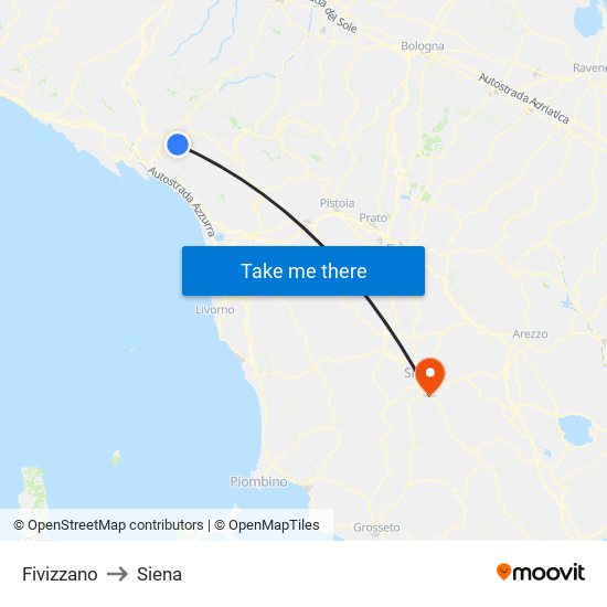 Fivizzano to Siena map