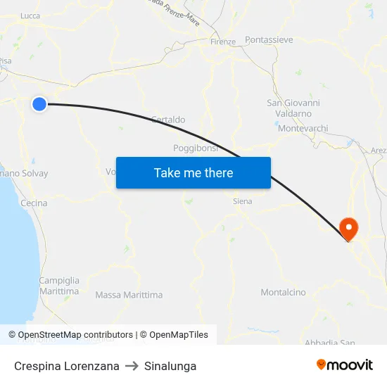 Crespina Lorenzana to Sinalunga map