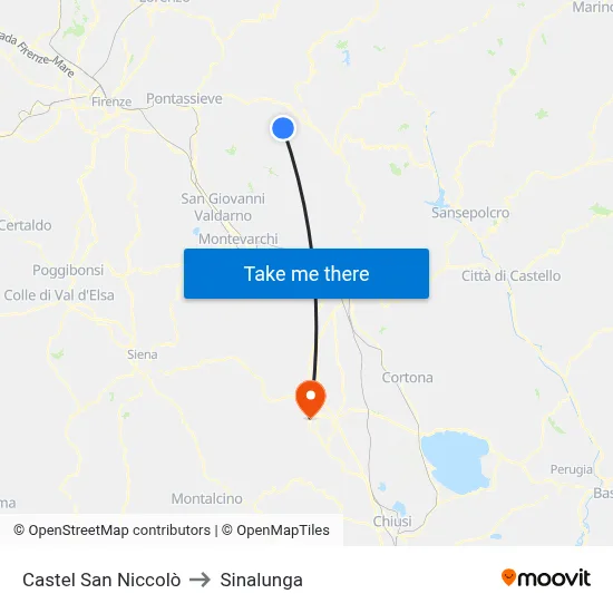 Castel San Niccolò to Sinalunga map