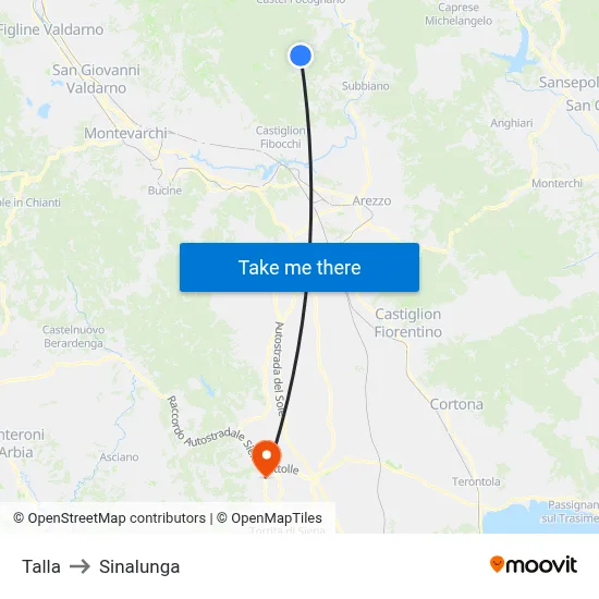Talla to Sinalunga map