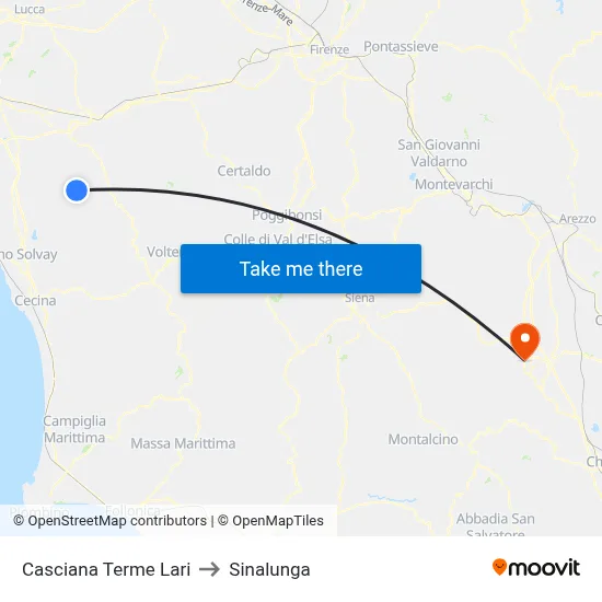 Casciana Terme Lari to Sinalunga map