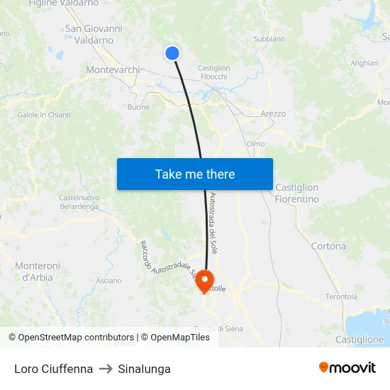 Loro Ciuffenna to Sinalunga map