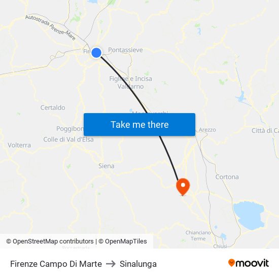 Firenze Campo Di Marte to Sinalunga map