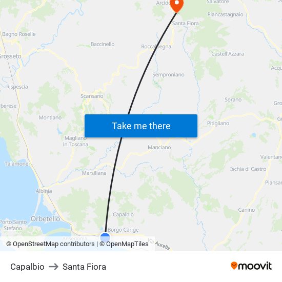 Capalbio to Santa Fiora map