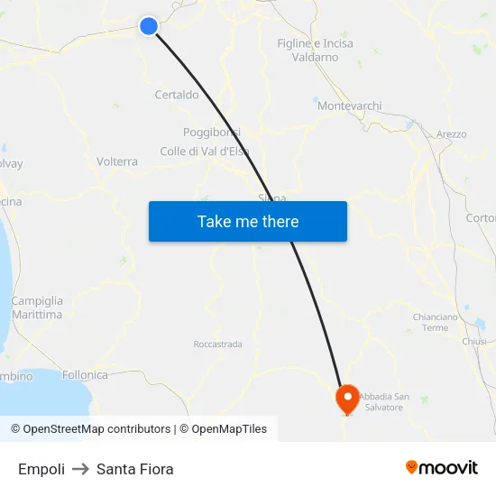Empoli to Santa Fiora map