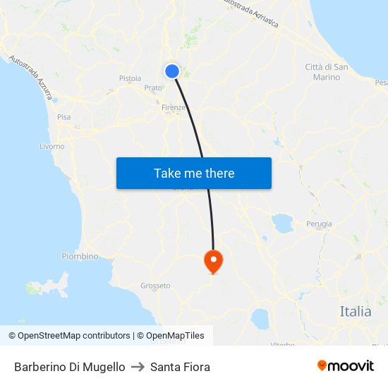 Barberino Di Mugello to Santa Fiora map