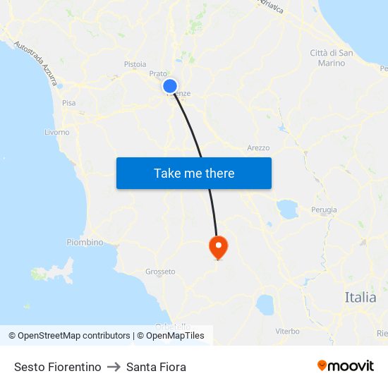 Sesto Fiorentino to Santa Fiora map
