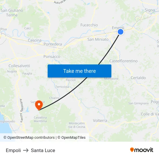 Empoli to Santa Luce map