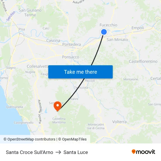 Santa Croce Sull'Arno to Santa Luce map