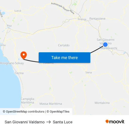 San Giovanni Valdarno to Santa Luce map