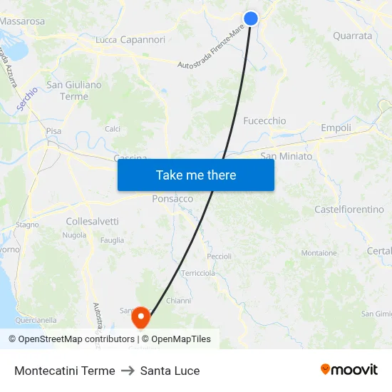 Montecatini Terme to Santa Luce map