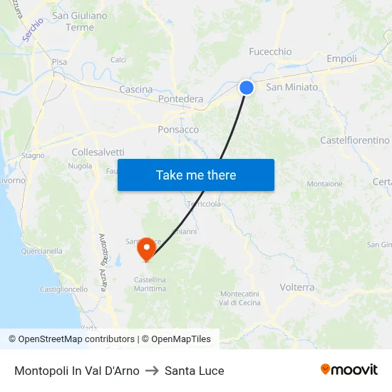 Montopoli In Val D'Arno to Santa Luce map