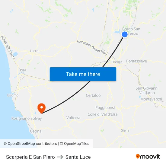 Scarperia and San Piero to Santa Luce map