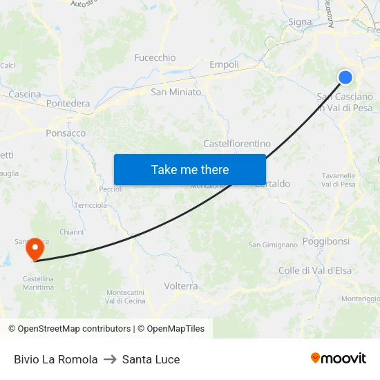 Bivio La Romola to Santa Luce map