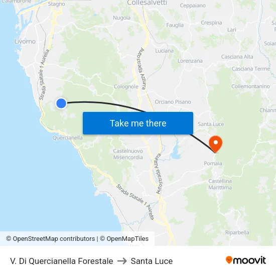 Quercianella Forest Road to Santa Luce map