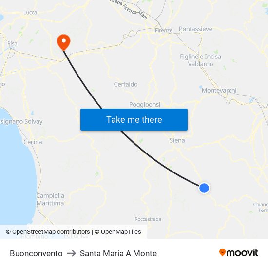 Buonconvento to Santa Maria A Monte map
