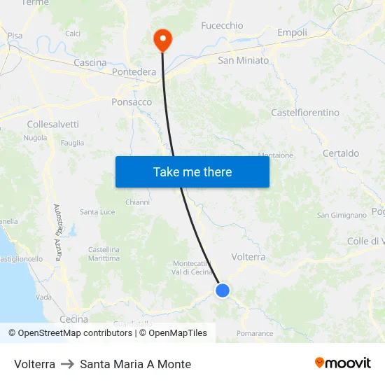 Volterra to Santa Maria A Monte map