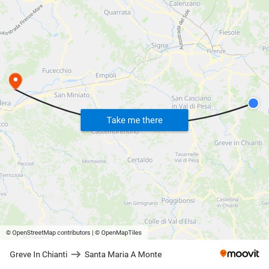 Greve In Chianti to Santa Maria A Monte map