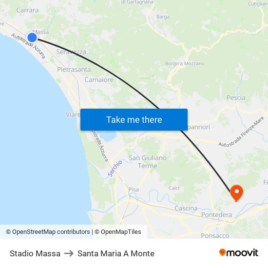 Stadio Massa to Santa Maria A Monte map