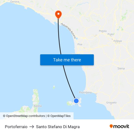 Portoferraio to Santo Stefano Di Magra map