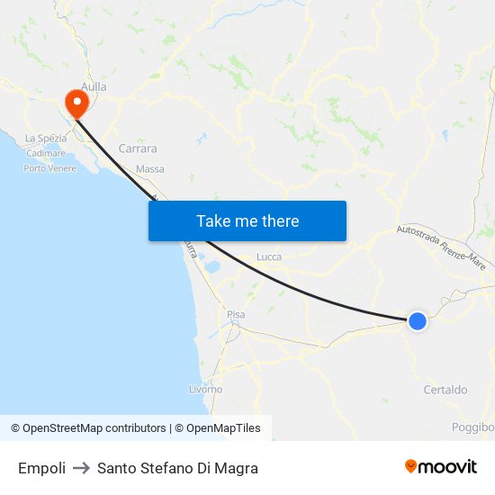 Empoli to Santo Stefano Di Magra map