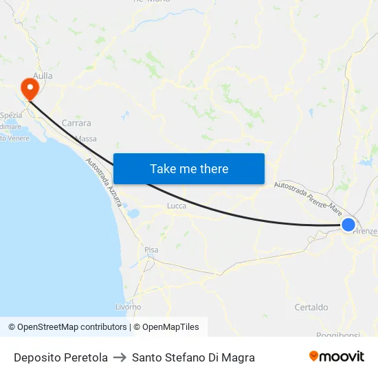 Deposito Peretola to Santo Stefano Di Magra map