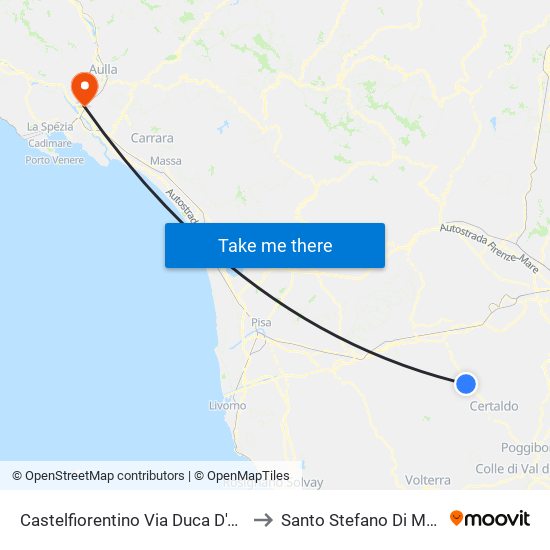 Castelfiorentino Via Duca D'Aosta to Santo Stefano Di Magra map