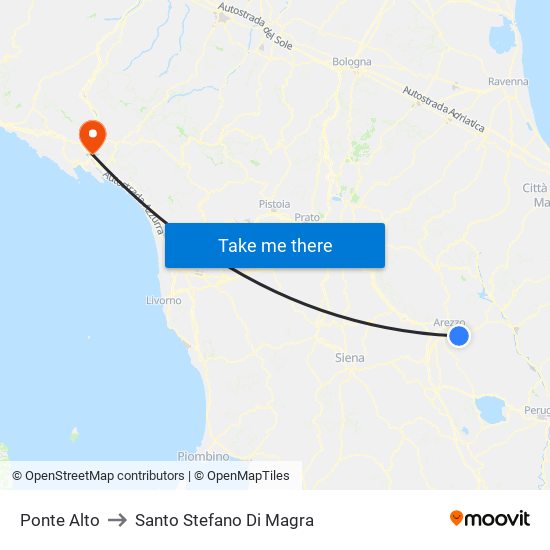 Ponte Alto to Santo Stefano Di Magra map