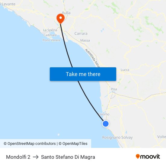 Mondolfi 2 to Santo Stefano Di Magra map