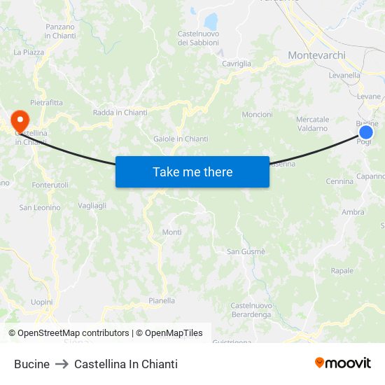 Bucine to Castellina In Chianti map