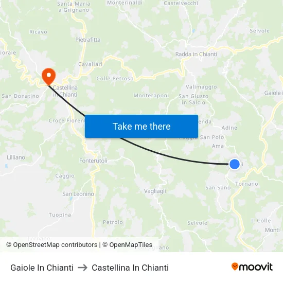 Gaiole In Chianti to Castellina in Chianti map