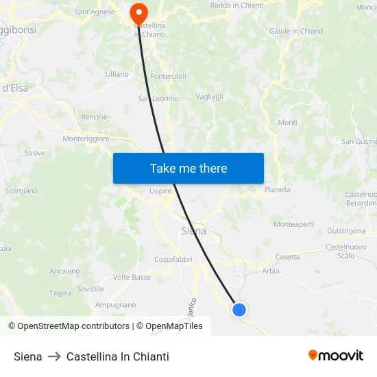 Siena to Castellina In Chianti map