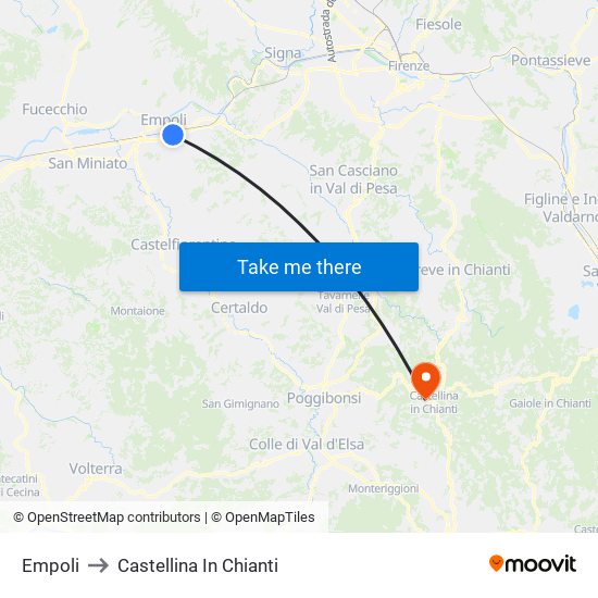 Empoli to Castellina In Chianti map