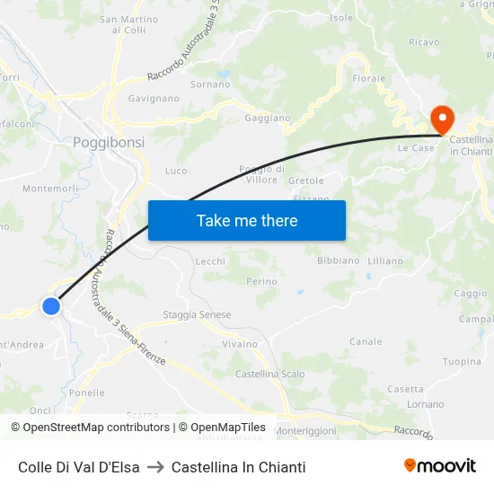 Colle Di Val D'Elsa to Castellina in Chianti map