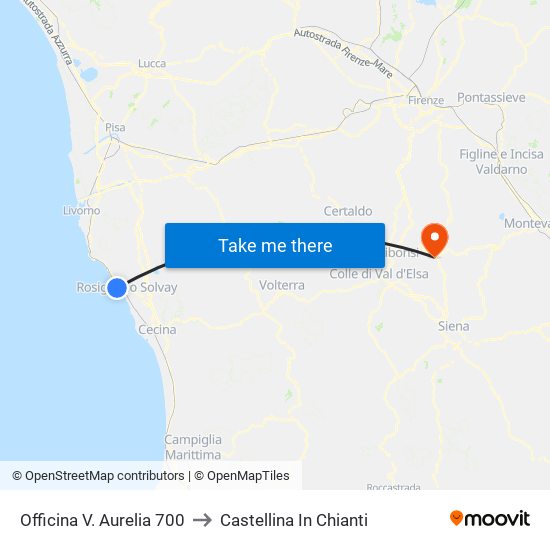 Officina V. Aurelia 700 to Castellina In Chianti map