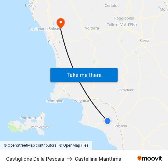 Castiglione Della Pescaia to Castellina Marittima map