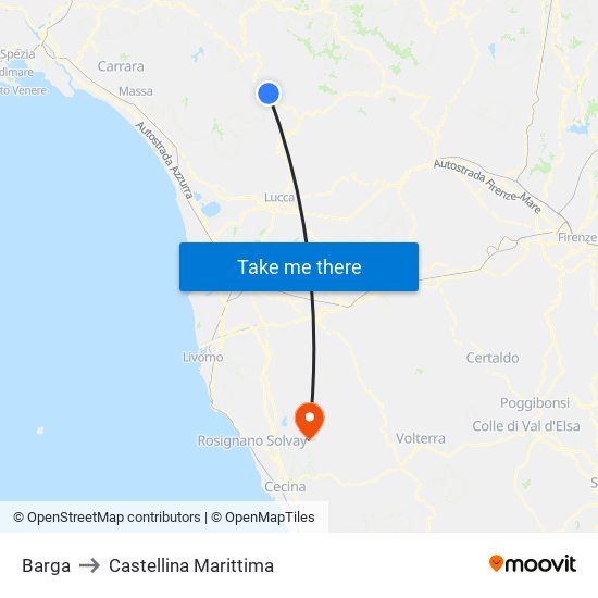 Barga to Castellina Marittima map