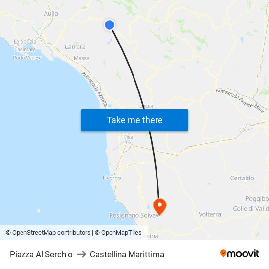 Piazza Al Serchio to Castellina Marittima map