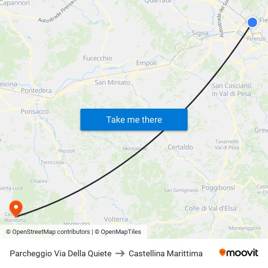Parcheggio Via Della Quiete to Castellina Marittima map